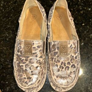 Ariat Leopard Print Slip-On Flats with Metallic